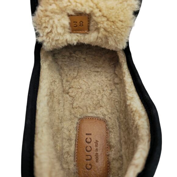 Gucci Horsebit Tweed Loafer Size 38 US 8 Shearling Lined Red White Slipper - Picture 9 of 9